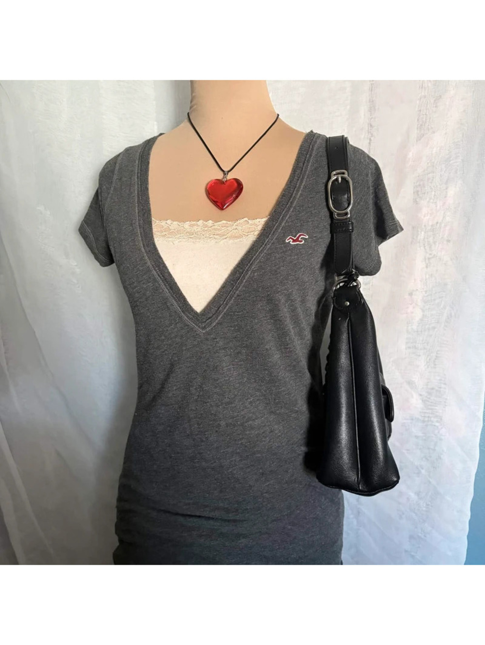 gray y2k hollister tee